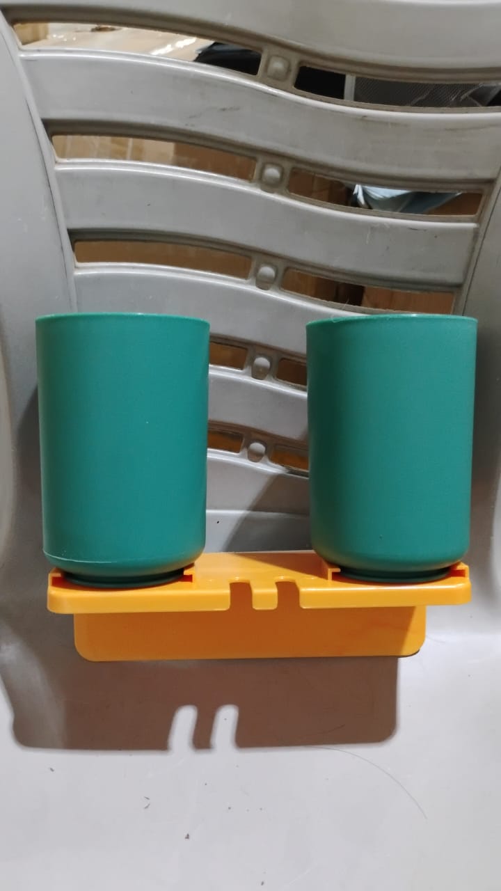 Multipurpose Wall Mount Toothbrush Holder Plastic Stand With 2 Cup (1 Set) Multipurpose Wall Mount Toothbrush Holder Plastic Stand With 2 Cup (1 Set)